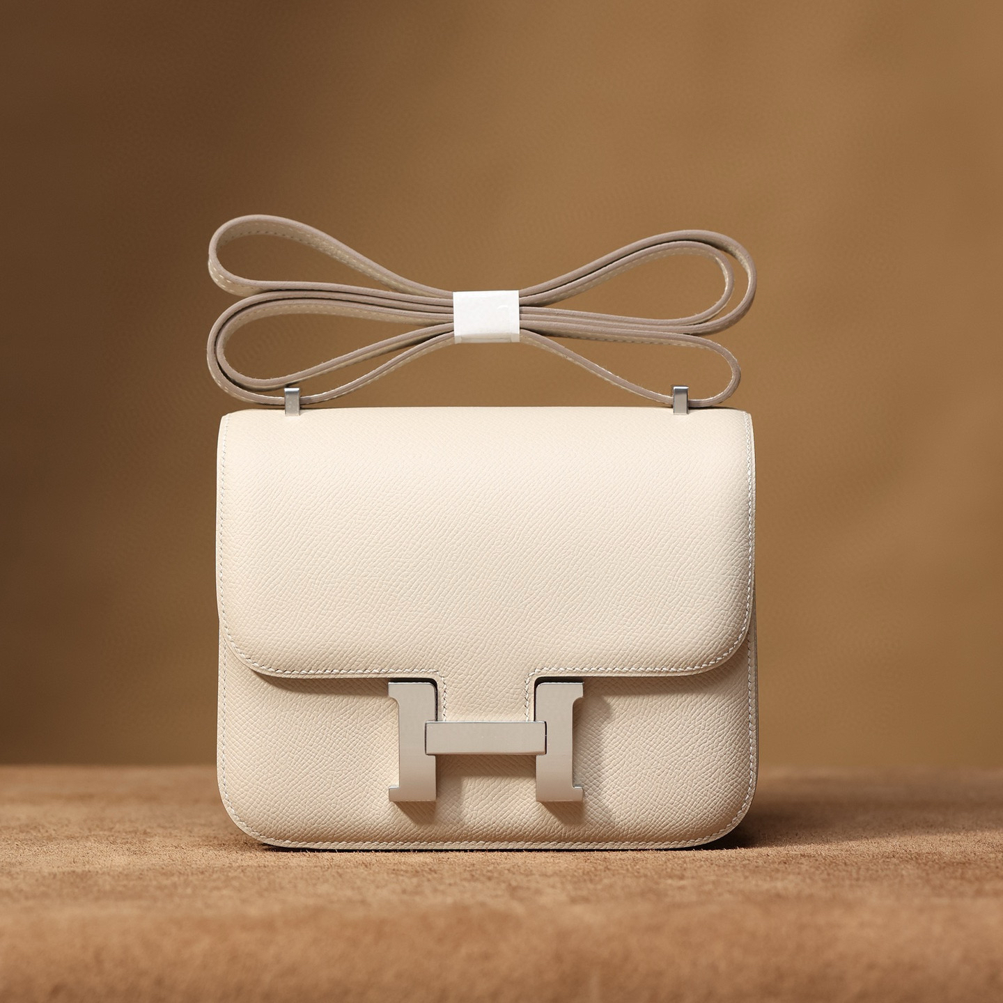 頂級復刻高仿Hermes bag 手袋 Constance19系列奶昔白銀扣 99%真