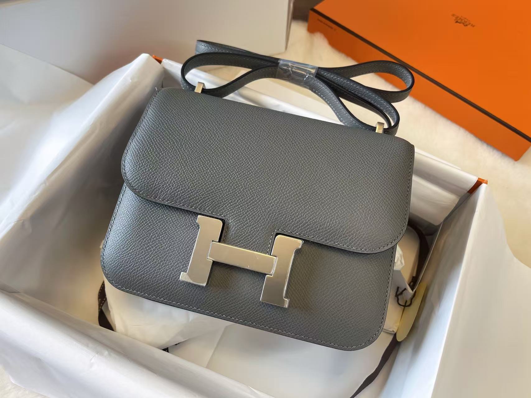 頂級復刻高仿Hermes bag 手袋 Constance19系列錫器灰銀扣 99%真