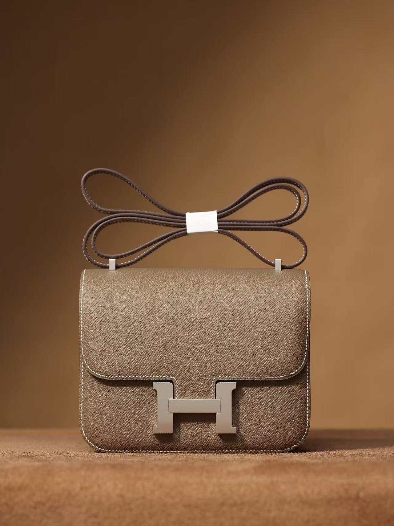 頂級復刻高仿Hermes bag 手袋 Constance19系列大象灰銀扣 99%真