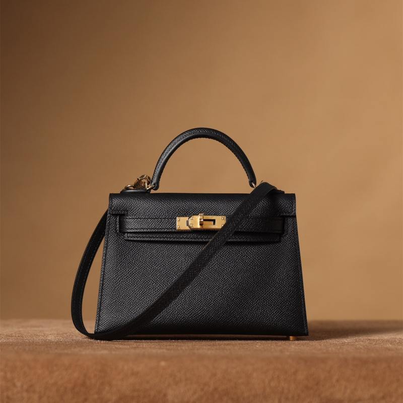 頂級復刻高仿愛馬仕Hermes bag 手袋 KellyMini19二代黑色金扣 99%真