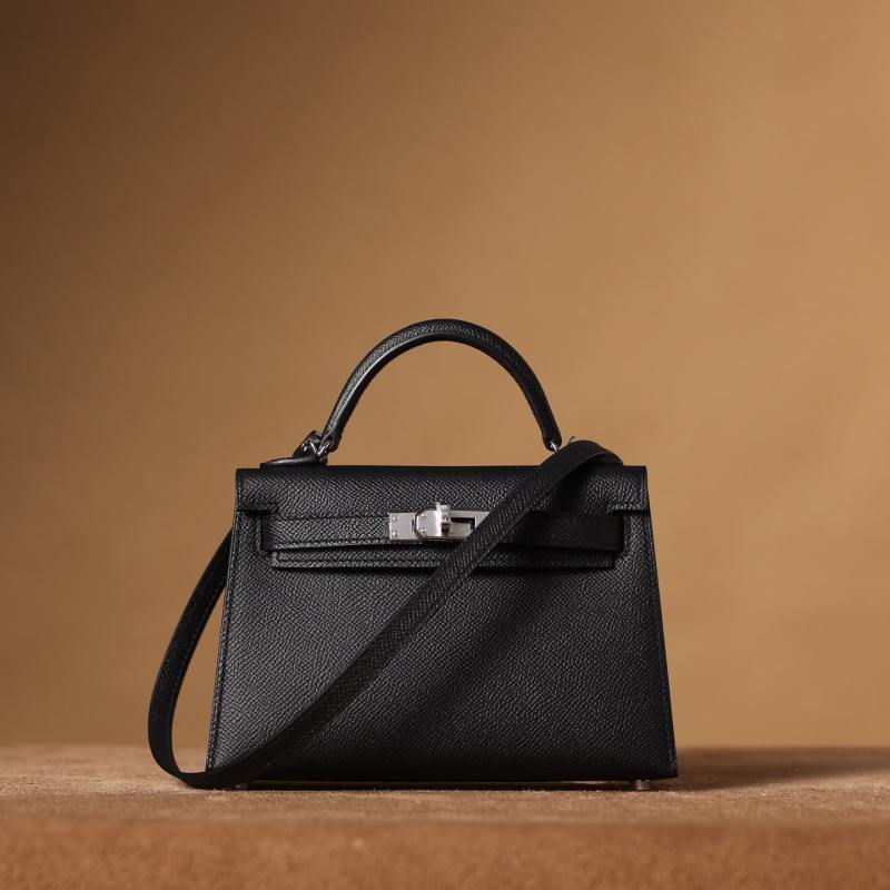頂級復刻高仿愛馬仕Hermes bag 手袋 KellyMini19二代黑色銀扣 99%真