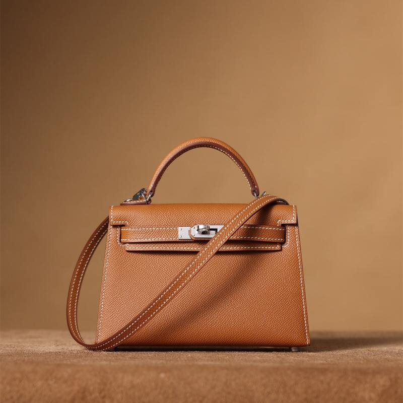 頂級復刻高仿愛馬仕Hermes bag 手袋 KellyMini19二代金棕色銀扣 99%真
