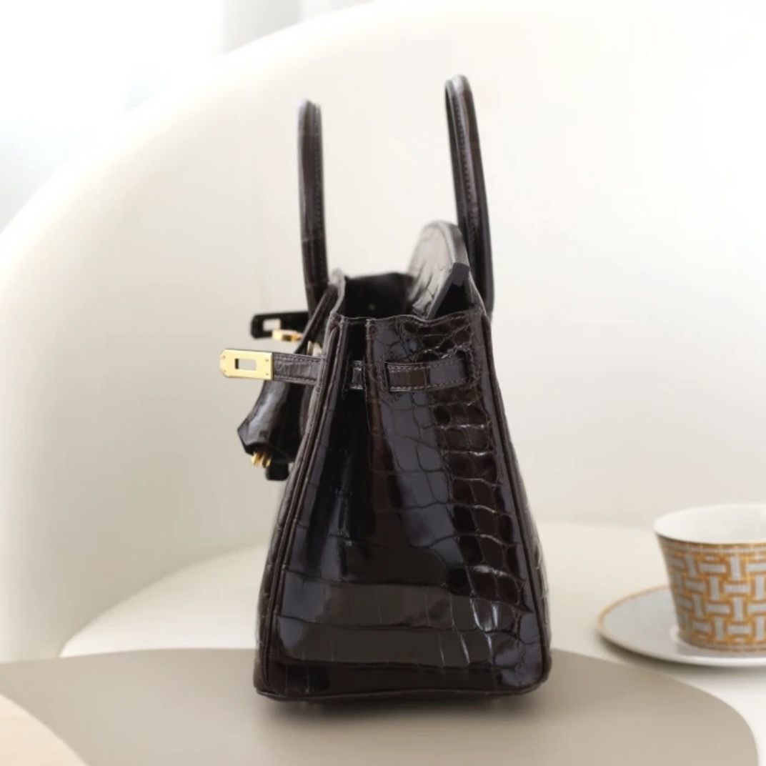 Hermes Birkin 25 Crocodile gold hardware handbag