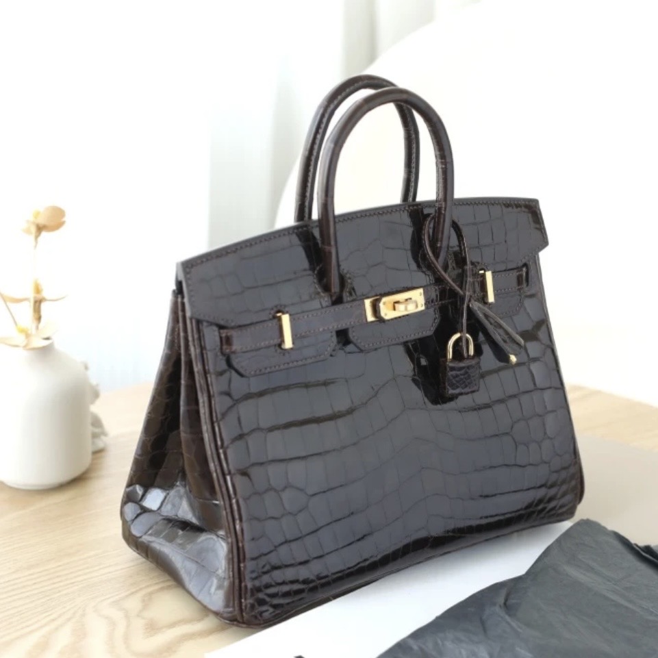Hermes Birkin 25 Crocodile gold hardware handbag