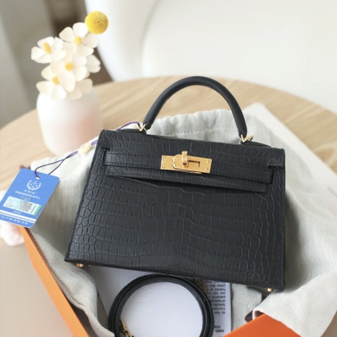 Hermes Kelly II Crocodile skin gold hardware handbag