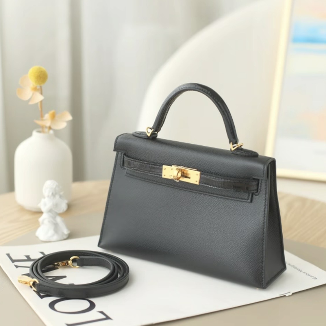 Hermes Kelly II Madame gold hardware handbag