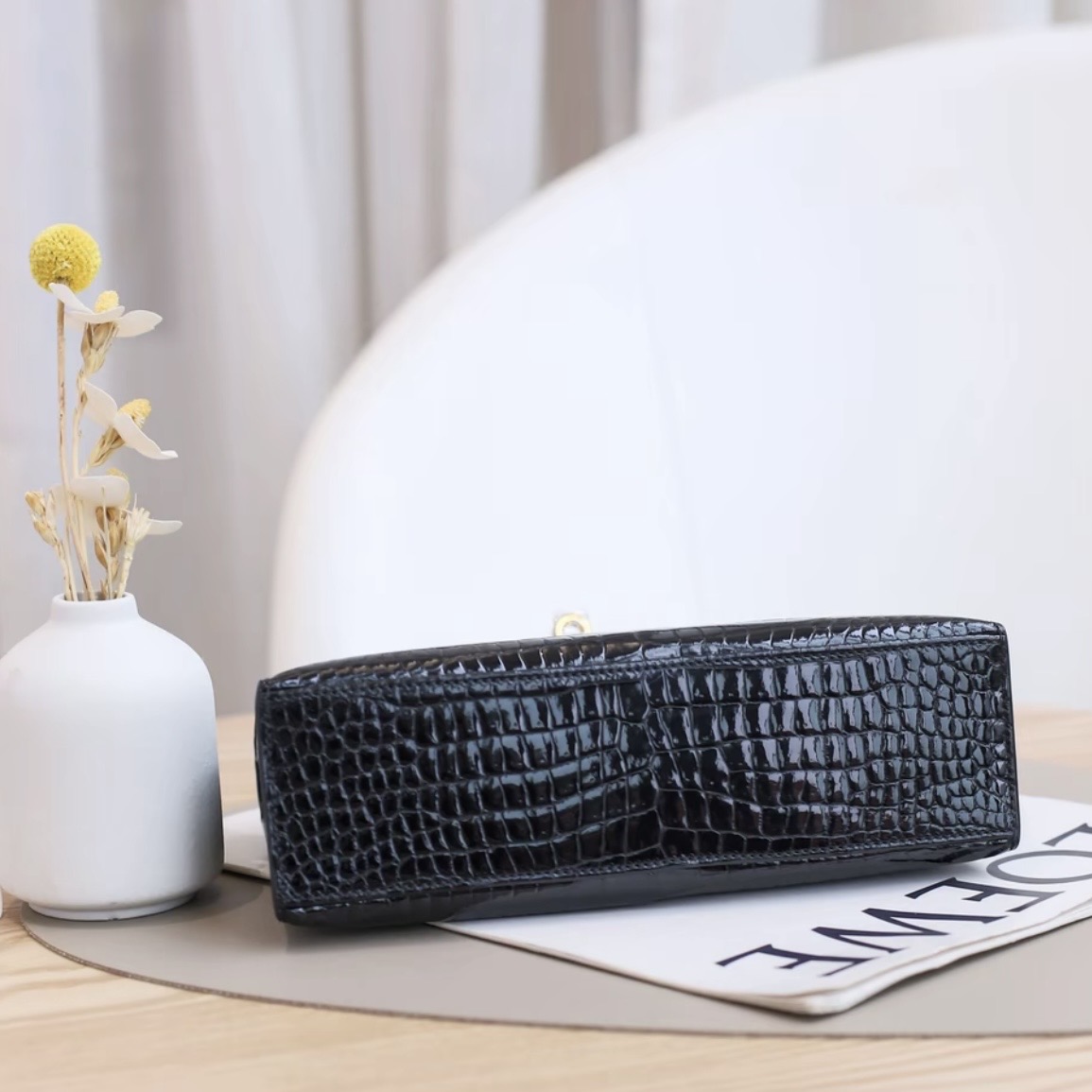 Hermes Kelly I 22 Crocodile gold hardware handbag