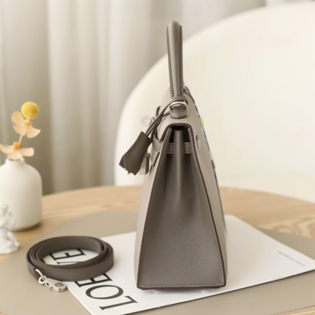 Hermes Kelly 25 EP silver hardware handbag (Horseshoe carving)