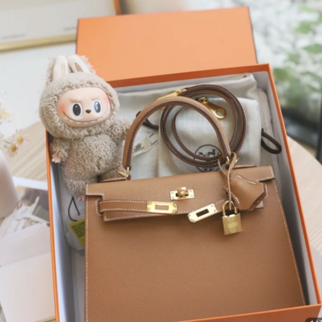 Hermes Kelly 25 EP gold hardware handbag (Golden brown)