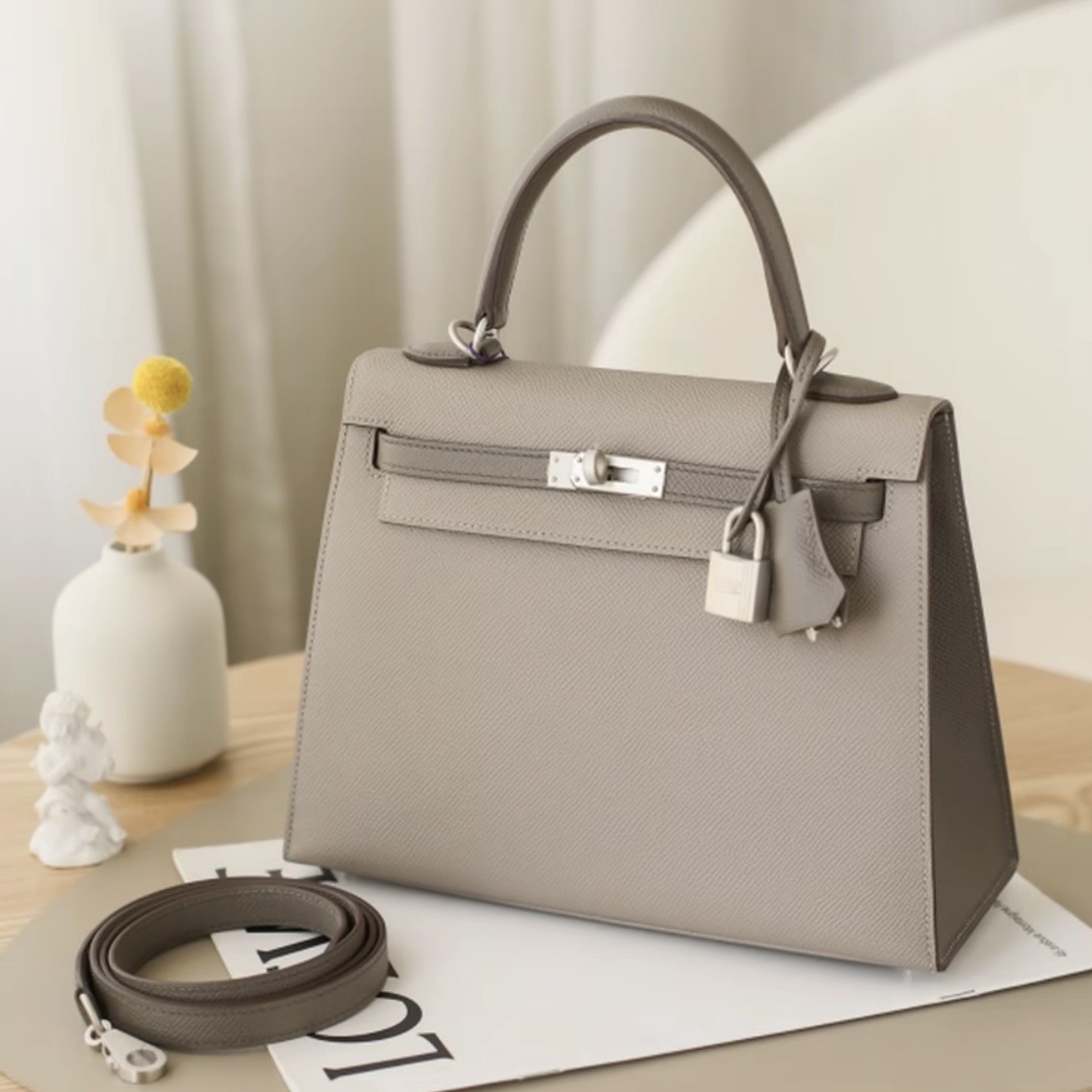 Hermes Kelly 25 EP silver hardware handbag (Horseshoe carving)