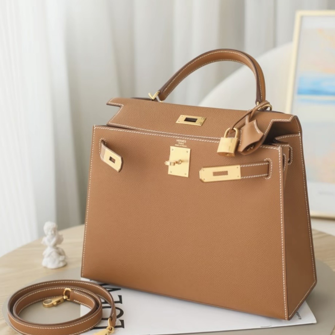 Hermes Kelly 28 EP gold hardware handbag (Golden brown)